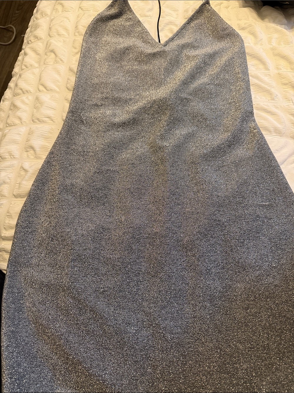 H&M Silver Metallic V-Neck Slip Dress